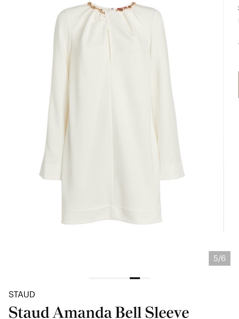 STAUD Cream Long-Sleeve Chain-Neck dress - Picture 6 of 7